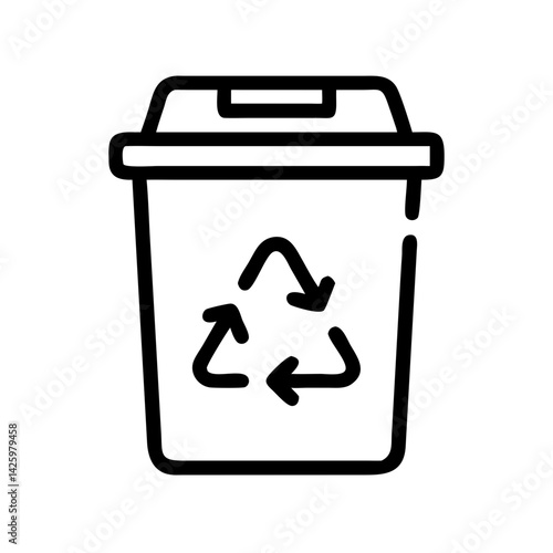 Trash Bin with Recycle Symbol Icon Representing Waste Management and Environmental Recycling