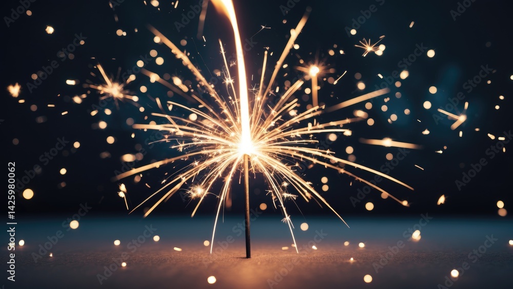 Obraz premium Vibrant Fireworks and Sparkler Celebration with Bright Sparkle Effects