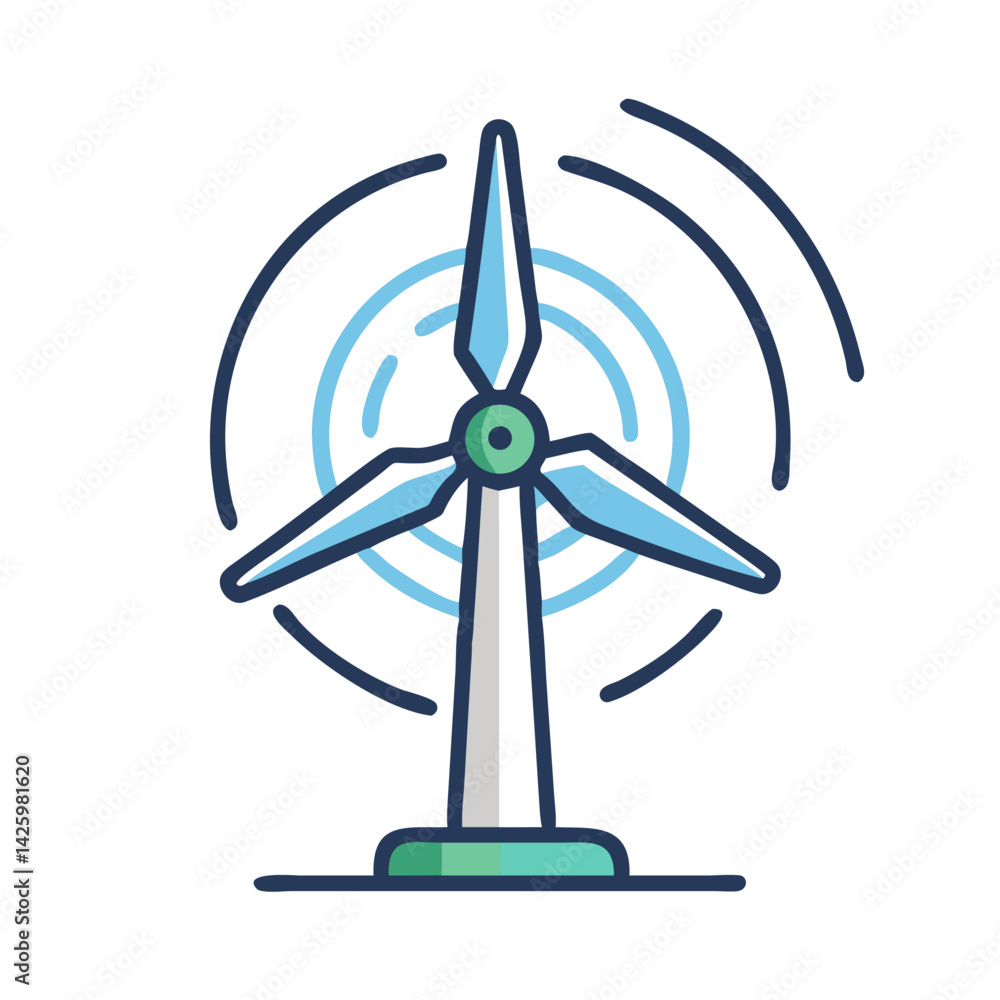 Wind Turbine Icon Representing Renewable Wind Energy Generation Wind Turbine Icon Representing Renewable Wind Energy Generation