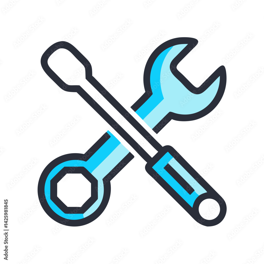 Wrench Tool Icon Representing Technical Support and Maintenance Wrench Tool Icon Representing Technical Support and Maintenance