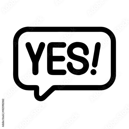 Yes Text Icon Representing Positive Party Response or Agreement