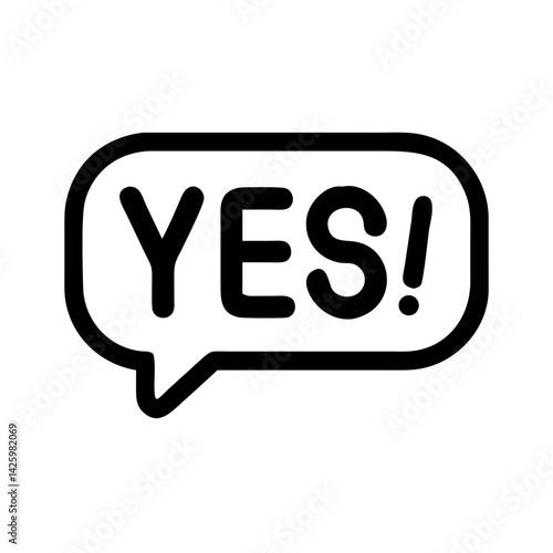 Yes Text Icon Representing Positive Party Response or Agreement