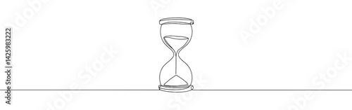 Hourglass continuous one line drawing. Sand watch, sandglass timer symbol. Vector illustration.