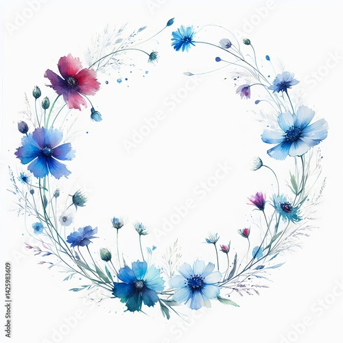 corona de flores estilo acuarela. minimalista. tarjeta