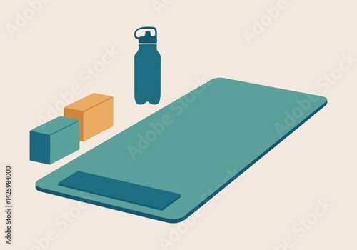 Yoga Practice and Wellness Vector Design for International Yoga Day - Solid Color Yoga Poses, Stress Relief, and Mindfulness