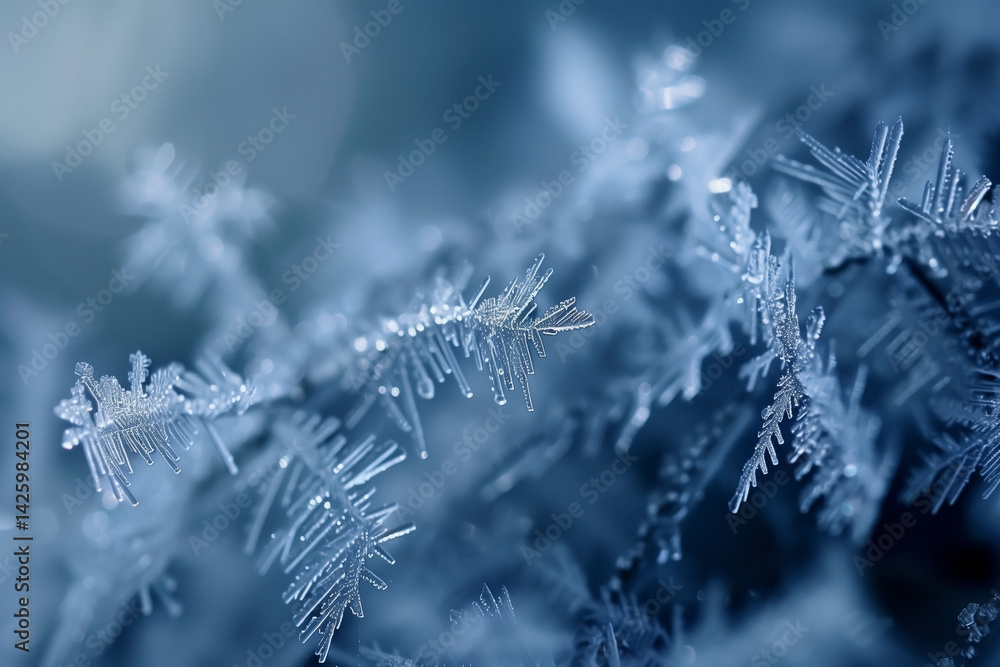 Frost in winter macro view. Generative AI