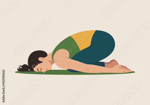 Solid Color Yoga Poses for International Yoga Day - Vector Design for Wellness, Meditation, Mindfulness, and Stress Relief