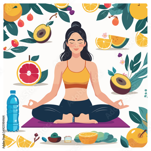 International Yoga Day Solid Color Vector - Yoga Poses, Wellness, Meditation, and Stress Relief for Healthy Lifestyle