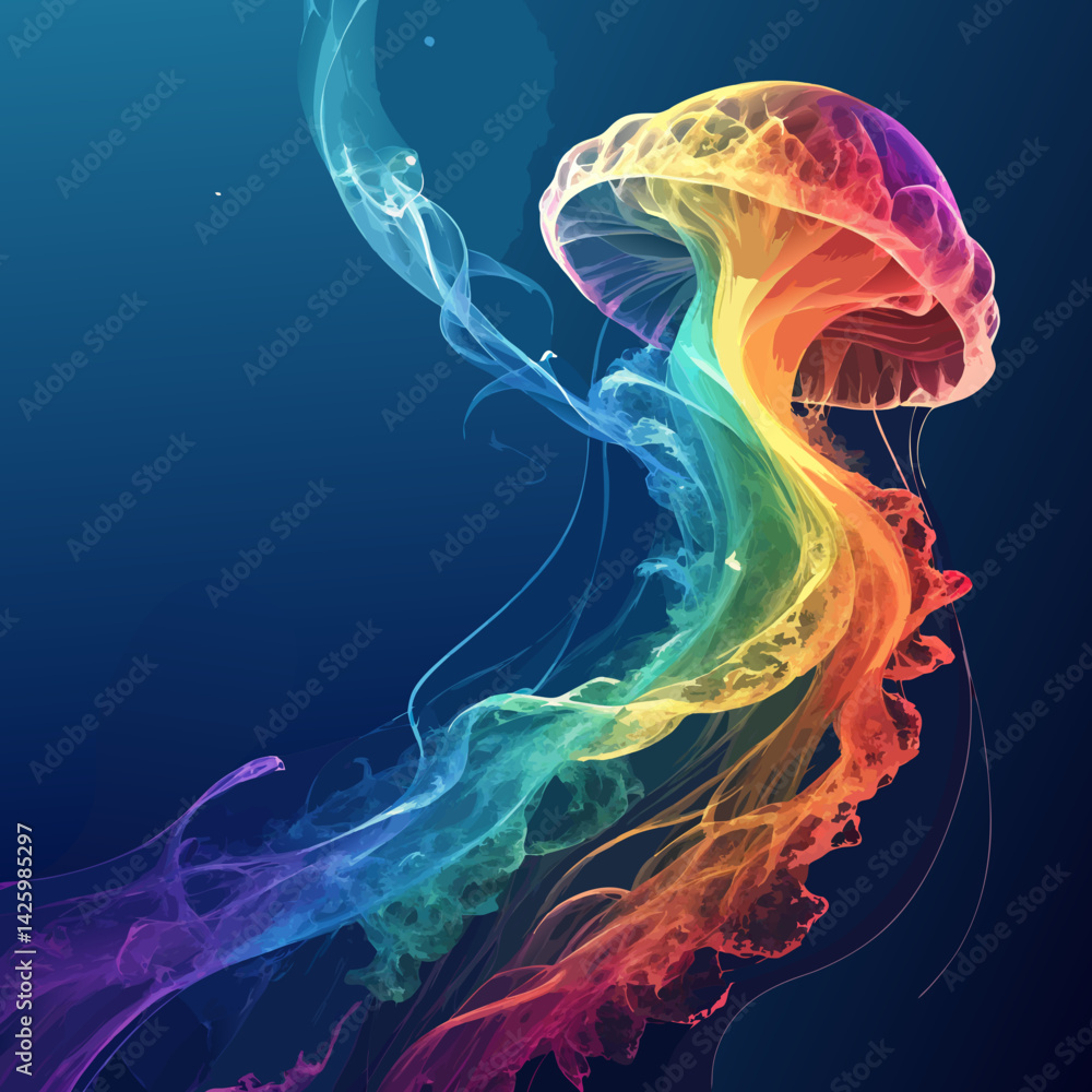 Fototapeta premium jellyfish on blue background