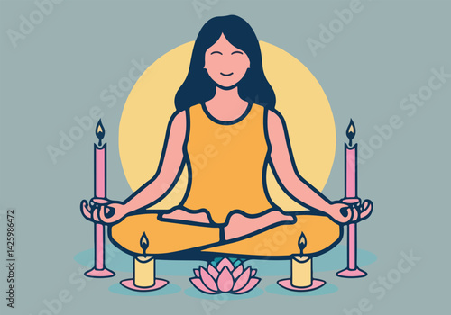 Solid Color Yoga Poses for International Yoga Day - Vector Design for Wellness, Meditation, Mindfulness, and Stress Relief