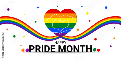 Vector illustration of Happy Pride Month social media template