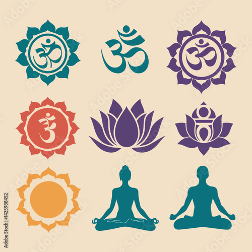 Solid Color Yoga Poses for International Yoga Day - Vector Design for Wellness, Meditation, Mindfulness, and Stress Relief