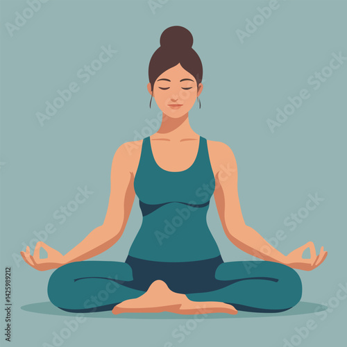 International Yoga Day Solid Color Vector - Yoga Poses, Wellness, Meditation, and Stress Relief for Healthy Lifestyle