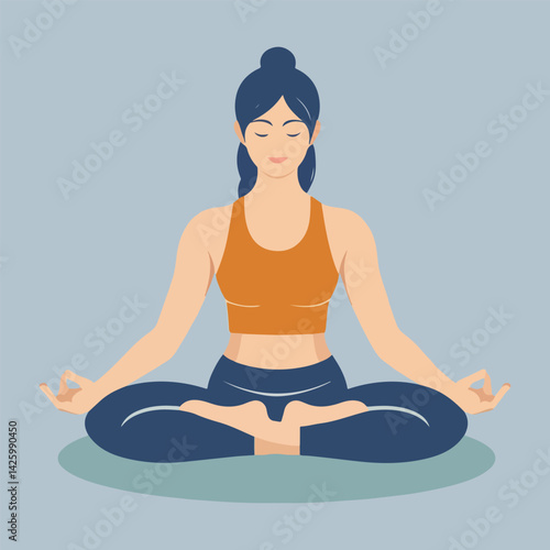 Solid Color Yoga Poses for International Yoga Day - Vector Design for Wellness, Meditation, Mindfulness, and Stress Relief