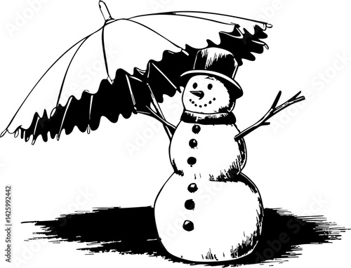 Celebrate christmas in july festive snowman with umbrella holiday cheer winter wonderland whimsical outdoor fun
