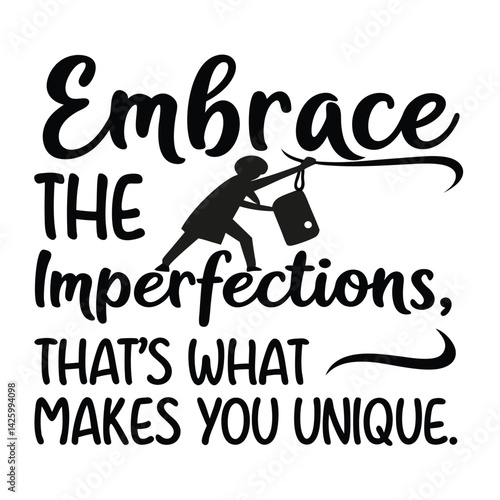 Empowering message celebrates flaws as unique traits fostering self-acceptance mental wellness in a playful design promoting individuality