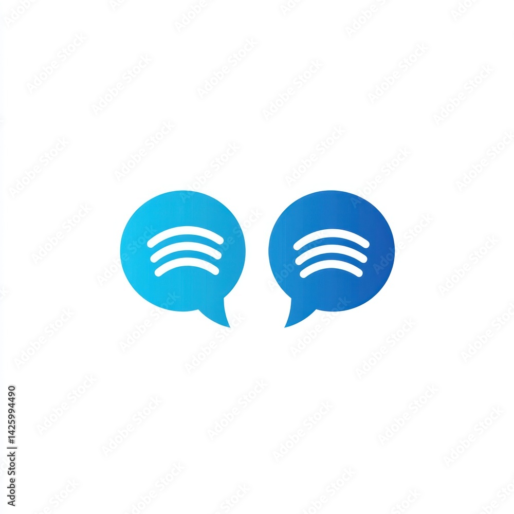 Blue chat bubbles, digital communication, online messaging, white background, website design Blue chat bubbles, digital communication, online messaging, white background, website design