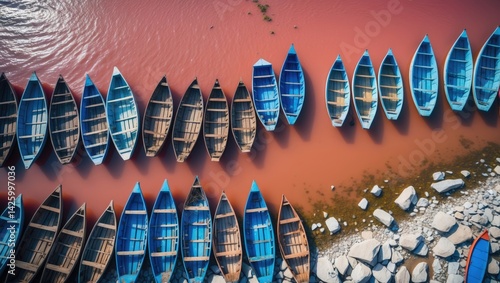Drone captured aerial view of Pink Lake showcasing natural landscape