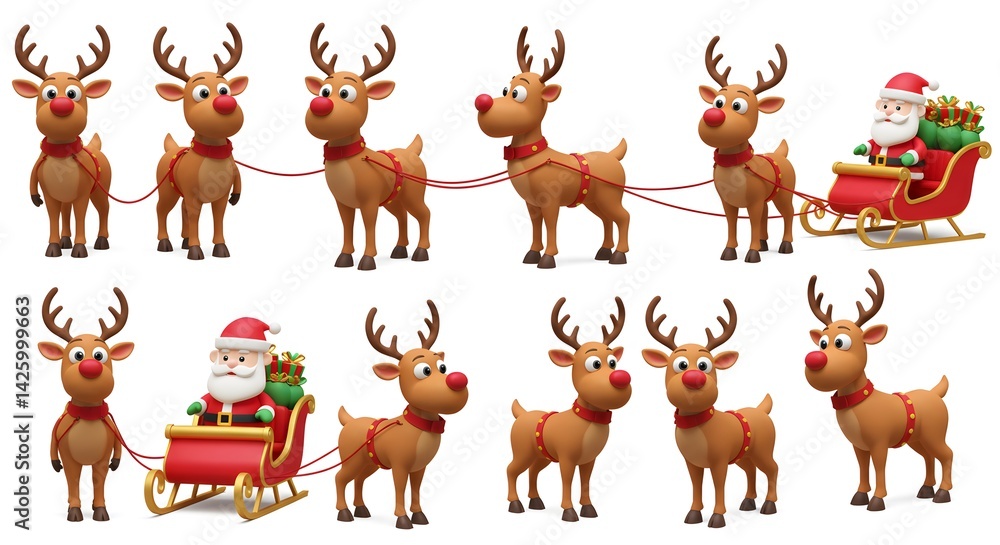 Fototapeta premium Advanced Holiday 3D Elements PNG Pack with White Isolation