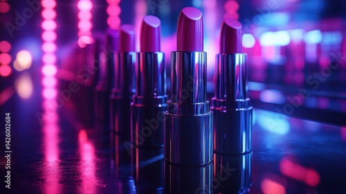 Vibrant pink lipsticks in a glamorous display