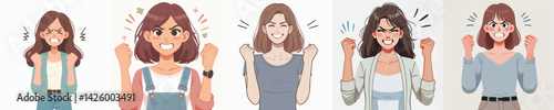 set vector people angry expression with clenched fists