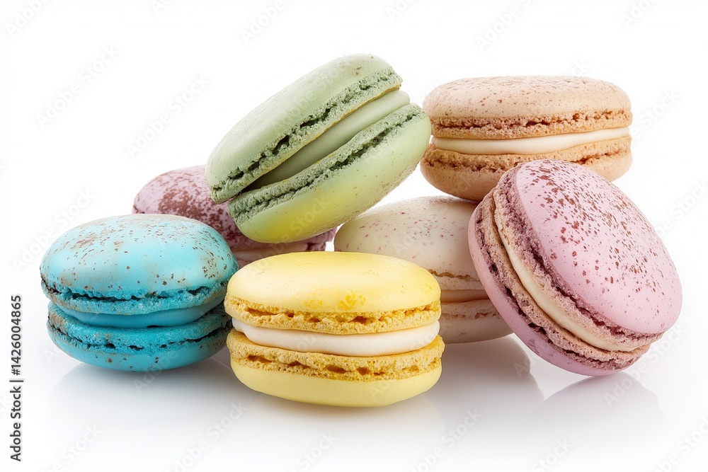 pile of colorful macarons isolated on white background pile of colorful macarons isolated on white background