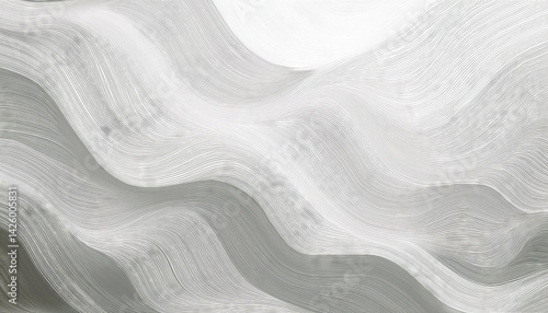 Obraz na płótnie Minimalistic White Geometric Wave Abstraction, Evoking Oceanic Emotions with Monochromatic Lines and Intricate Patterns, Ideal for Digital Art, Home Decor or Design Inspiration. w salonie