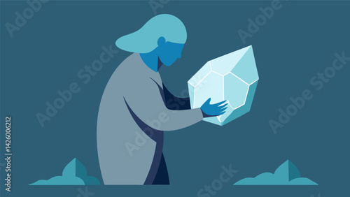 A person holding a piece of themselves that they have chiseled away symbolizing the sacrifices and difficult choices often required in the process of. Vector illustration