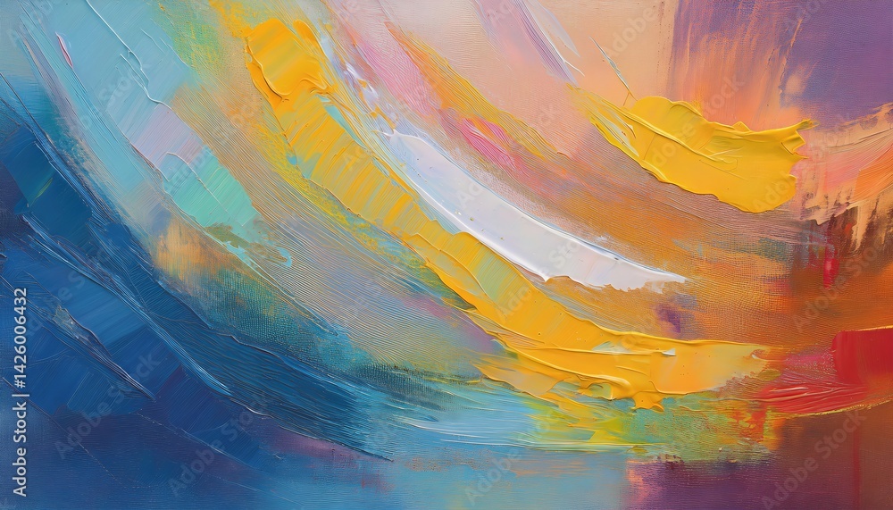 Vibrant Abstract Texture on Canvas Swirling Colors Dancing in the Wind, Expressing Emotions through Artistic Brushstrokes, A Captivating Piece of Modern Expressionism.
