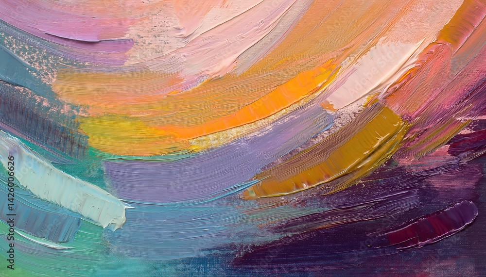 Vibrant Abstract Fragment from a Painted Canvas, showcasing an Energetic Dance of Colors and Textures in a Whimsical Landscape, Embracing the Creative Spirit of Artistic Expression.
