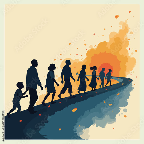 World Refugee Day Solid Color Vector Design - Unity, Hope, Resilience, Refugee Journey, Global Support, Minimalist Flat Design for Awareness Campaigns