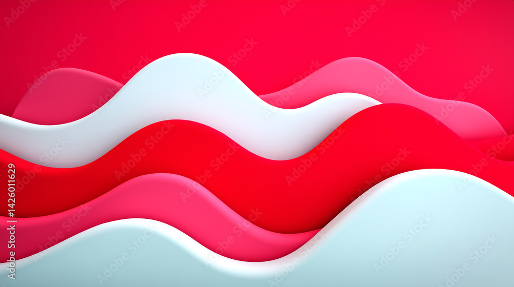 Fototapeta premium Abstract Pink And Red Wavy Layers With Smooth Gradients