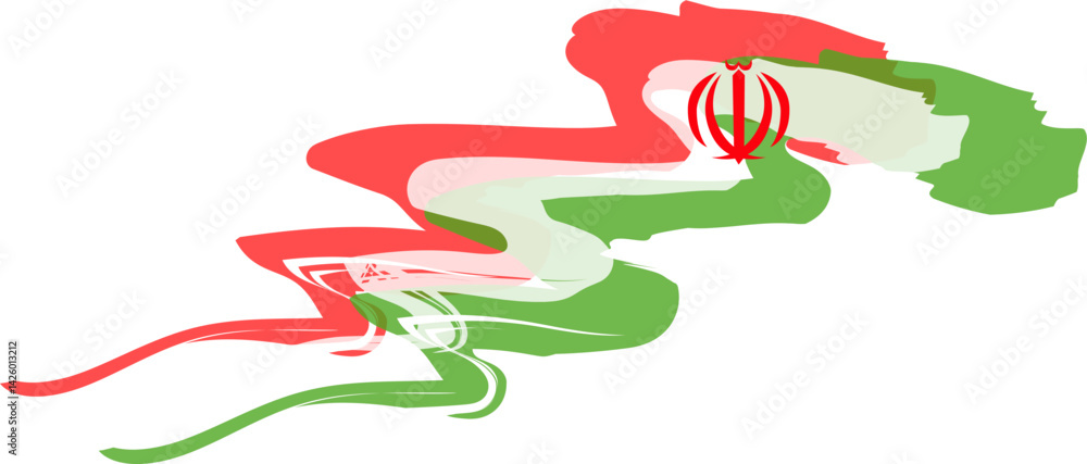 Obraz premium Iran Map And Flag Vector Design Image