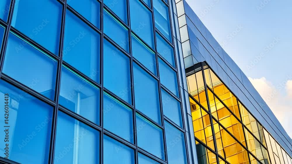 Modern Architecture Facades, Blue and Gold Modern Architecture Facades, Blue and Gold