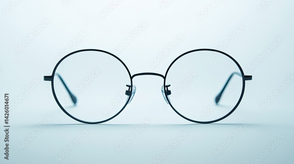 Fototapeta premium Pure White Background for Round Glasses with Minimalist Design, Ideal for UI or Product Branding