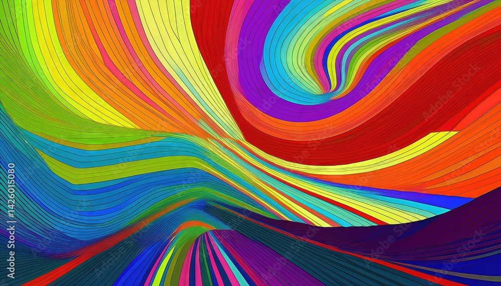Vibrant Abstract Artwork Colorful Lines Dance Across Multicolored Background, Showcasing a Symphony of Shades and Hues in an Energetic Masterpiece