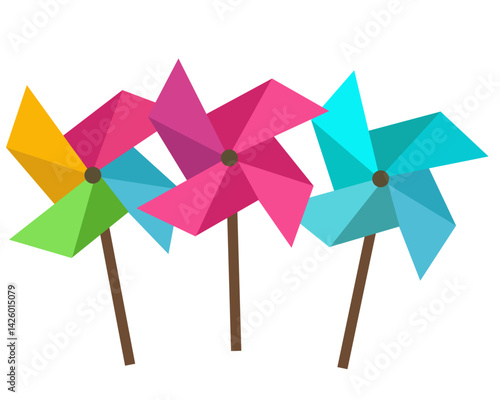 かざぐるまのアイコンセット。ベクターイラスト