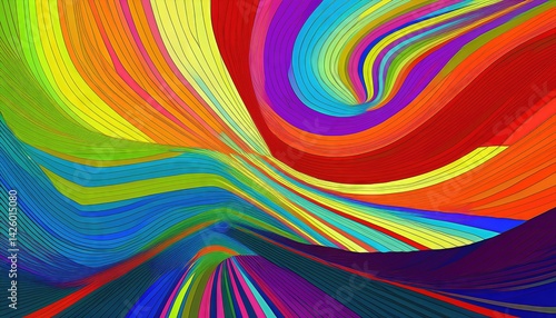 Obraz na płótnie Vibrant Abstract Artwork Colorful Lines Dance Across Multicolored Background, Showcasing a Symphony of Shades and Hues in an Energetic Masterpiece w salonie