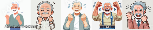 set vector people angry expression with clenched fists