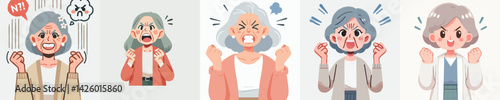 set vector people angry expression with clenched fists