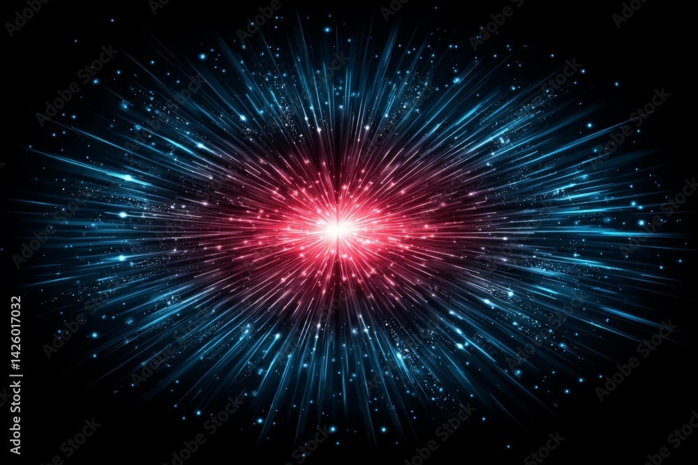 Vibrant explosion of light and color fills the dark space with dynamic energy and cosmic patterns Vibrant explosion of light and color fills the dark space with dynamic energy and cosmic patterns