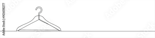 Clothes hanger continuous one line drawing. Cloakroom symbol collection. Vector illustration.