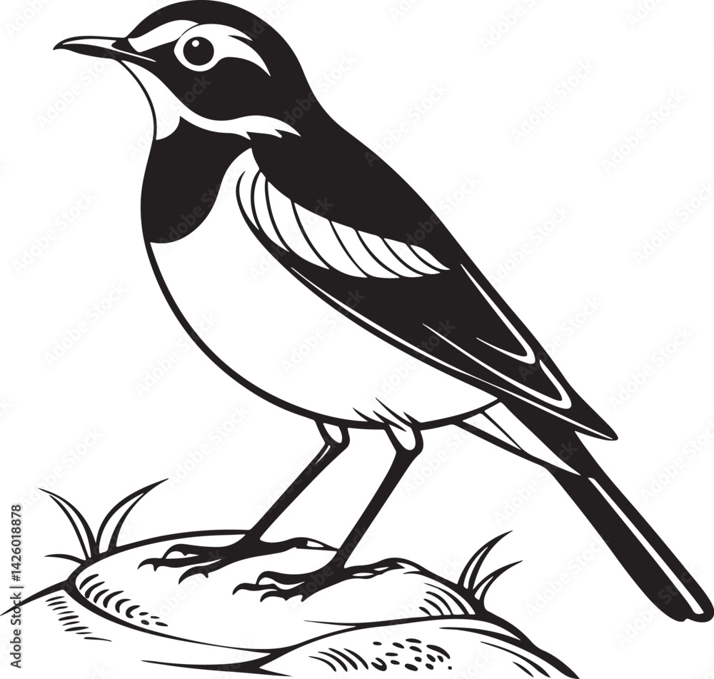 Obraz premium European Robin bird silhouette vector illustration
