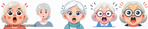 set vector people panic with anxious expression