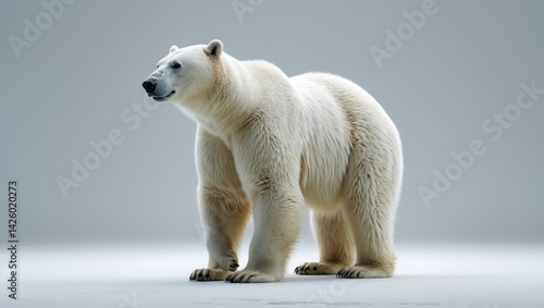 White polar bear standing alone on a background