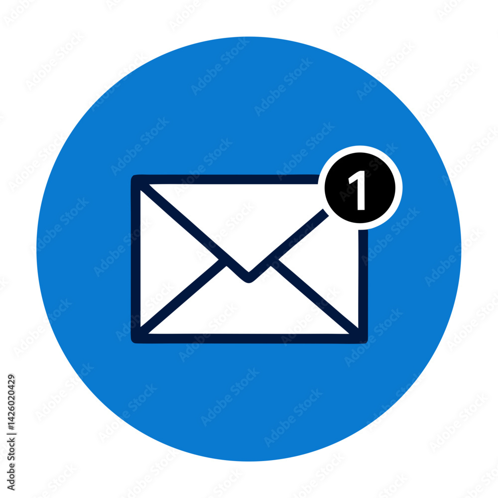 Unread Message Notification Envelope With Number One Alert Simple Design Unread Message Notification Envelope With Number One Alert Simple Design