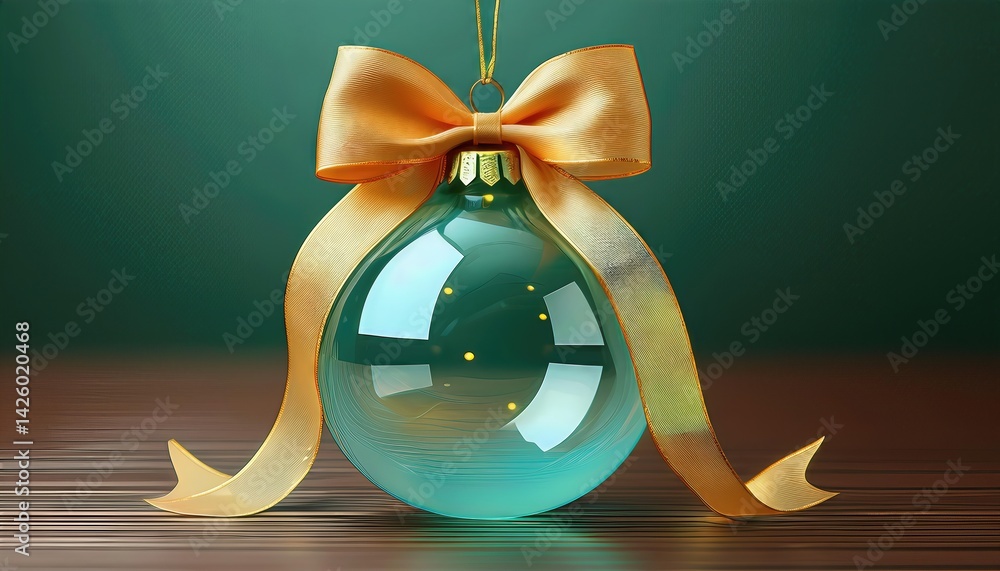 Shimmering Glass Christmas Ball adorned with a Vibrant Ribbon Bow, adding a Dazzling Sparkle to your Holiday Decorations this Winter Season.