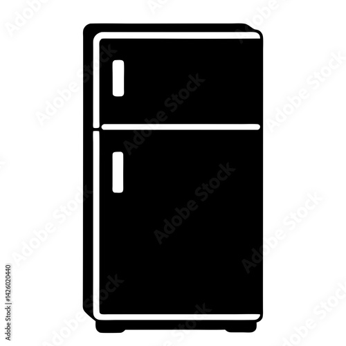 Isolated Black And White Refrigerator Graphic Minimalist Appliance Illustration Vector