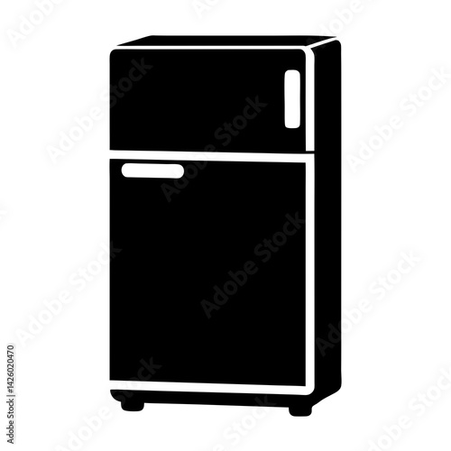 Refrigerator Silhouette Icon Home Appliance Kitchen Equipment Cooling System Food Storage