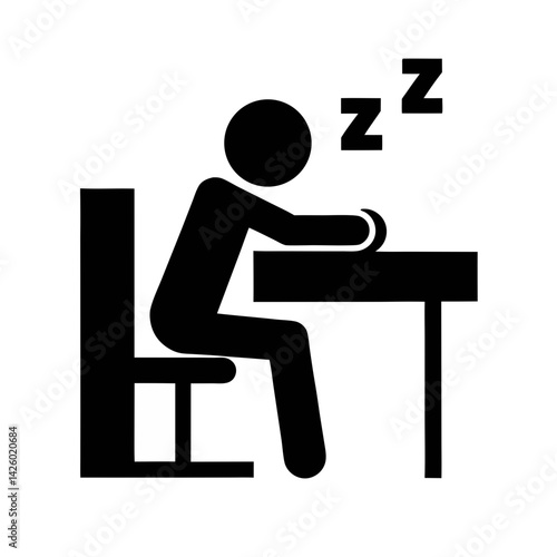 Pictogram Of Tired Student Sleeping At Desk With Zzz Symbols Above